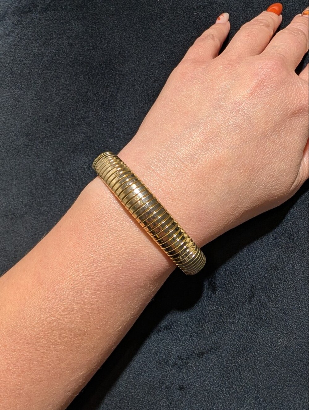 Gold Ribbed Stretch Bracelet - Women Accessories